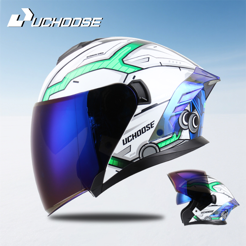 Scooter Helmet Set - Capacete Aberto 715 para Motocicleta, Unissex,